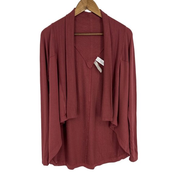 Athleta Nirvana Wear Two Ways Wrap Drape Cardigan Burgundy Size XS - Picture 1 of 10